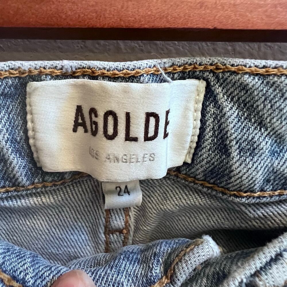 AGOLDE High-Rise Stovepipe Jean Classic Straight Leg Blue Denim Women’s Size 24 - Picture 8 of 10